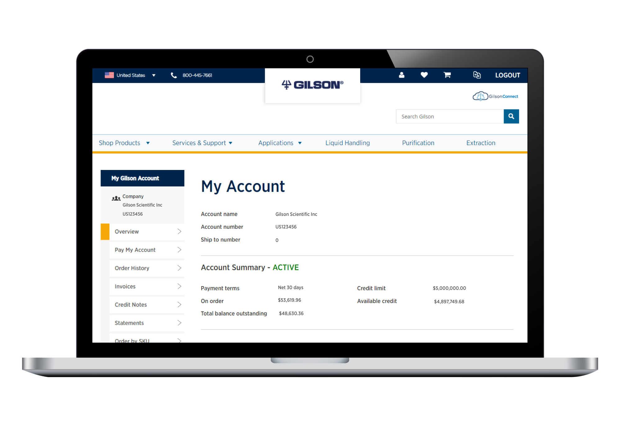 Customer Portal on Laptop